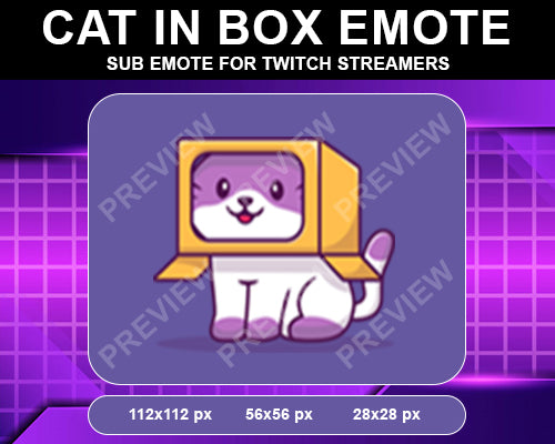 Cat in Box Twitch Sub Emote - streamintro.com