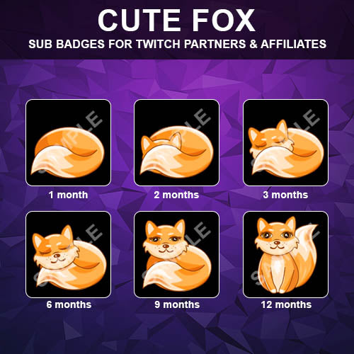 Cute Fox Twitch Sub Badges - streamintro.com