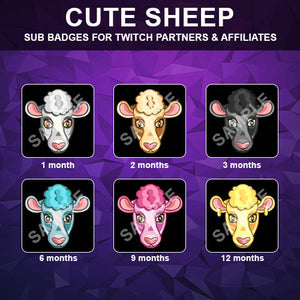 Cute Sheep Twitch Sub Badges - streamintro.com