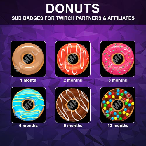 Donuts Twitch Sub Badges - streamintro.com