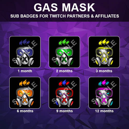 Gas Mask Twitch Sub Badges - streamintro.com