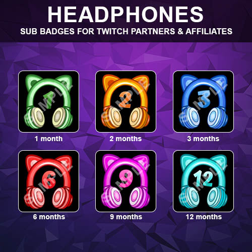 Headphones Twitch Sub Badges - streamintro.com