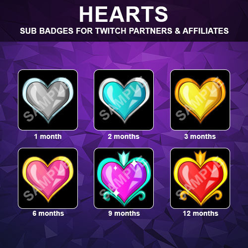 Hearts Twitch Sub Badges - streamintro.com