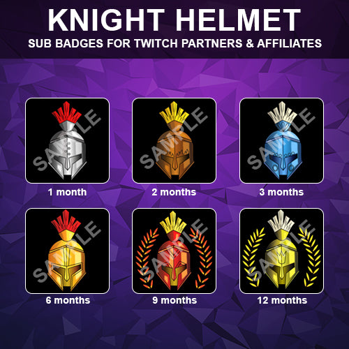 Knight Helmet Twitch Sub Badges - streamintro.com