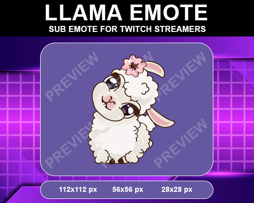 Llama Twitch Sub Emote - streamintro.com