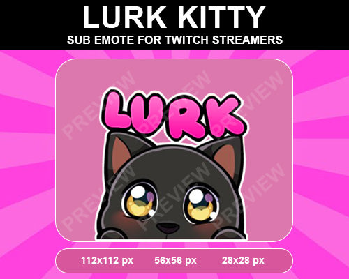 Lurk kitty Cat Twitch Sub Emote - streamintro.com