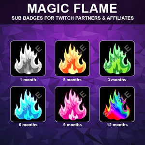 Magic Flame Fire Twitch Sub Badges - streamintro.com