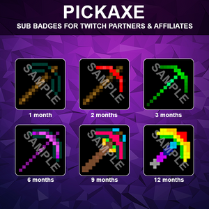 Minecraft Pickaxe Twitch Sub Badges - streamintro.com