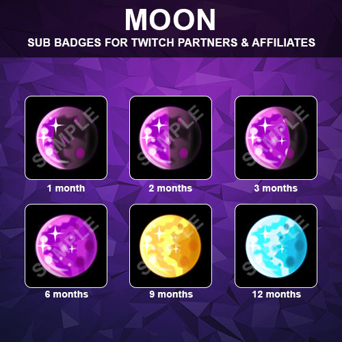 Moon Twitch Sub Badges - streamintro.com