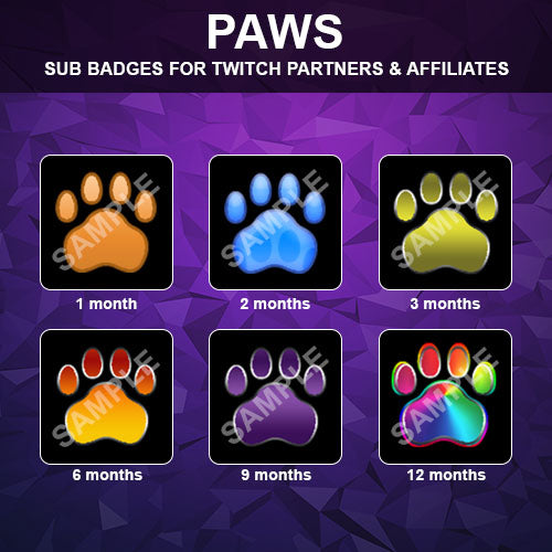 Paws Twitch Sub Badges - streamintro.com