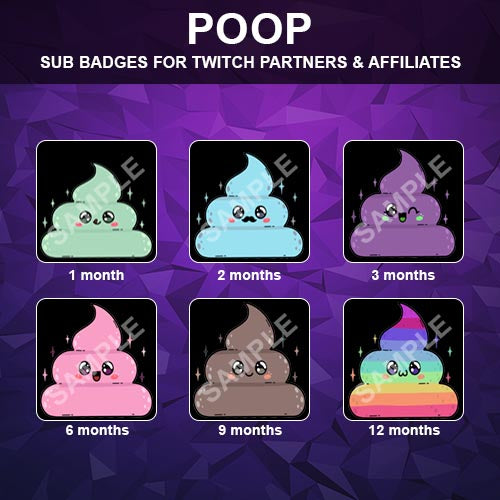 Poop Twitch Sub Badges - streamintro.com