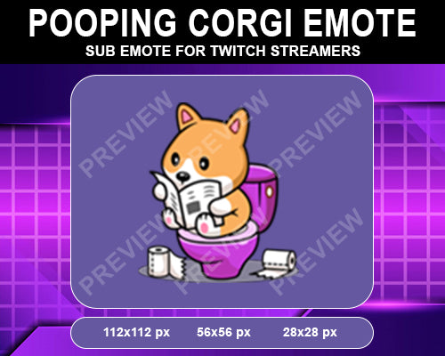 Pooping Corgi Twitch Sub Emote - streamintro.com
