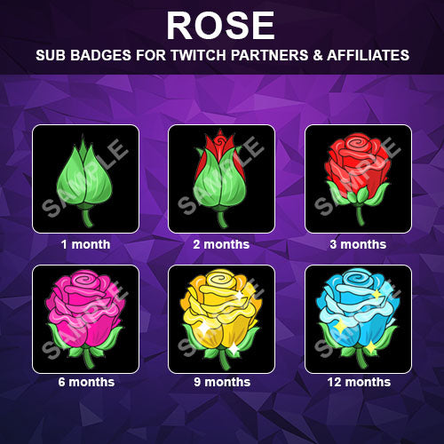 Rose Twitch Sub Badges - streamintro.com