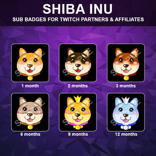 Shiba Inu Twitch Sub Badges - streamintro.com