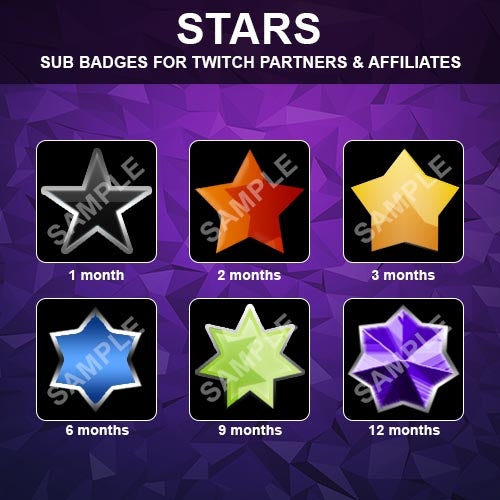 Stars Twitch Sub Badges - streamintro.com