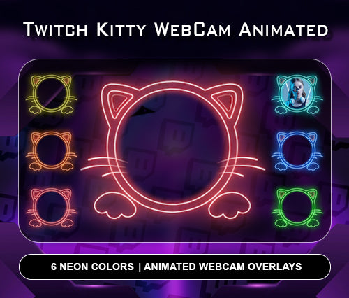 Kitty Neon Round WebCam Overlay
