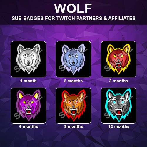 Wolf Twitch Sub Badges - streamintro.com